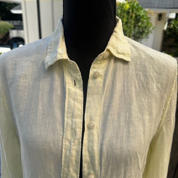 J Crew Butter Yellow Slim Perfect Baird McNutt Irish Linen Fit Button-Up size 4 - Picture 3 of 9